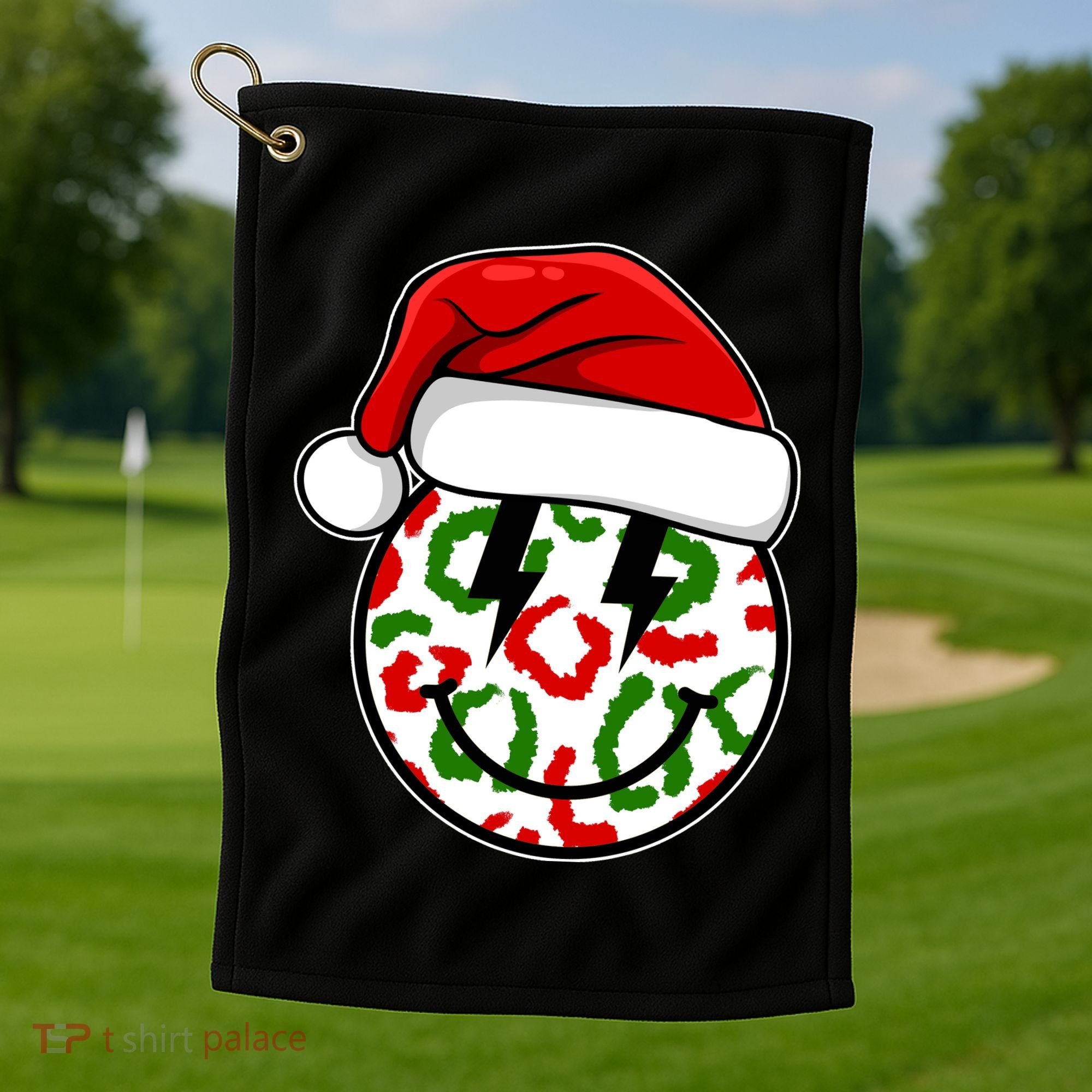 Smile Face Santa Christmas Retro Golf Towel