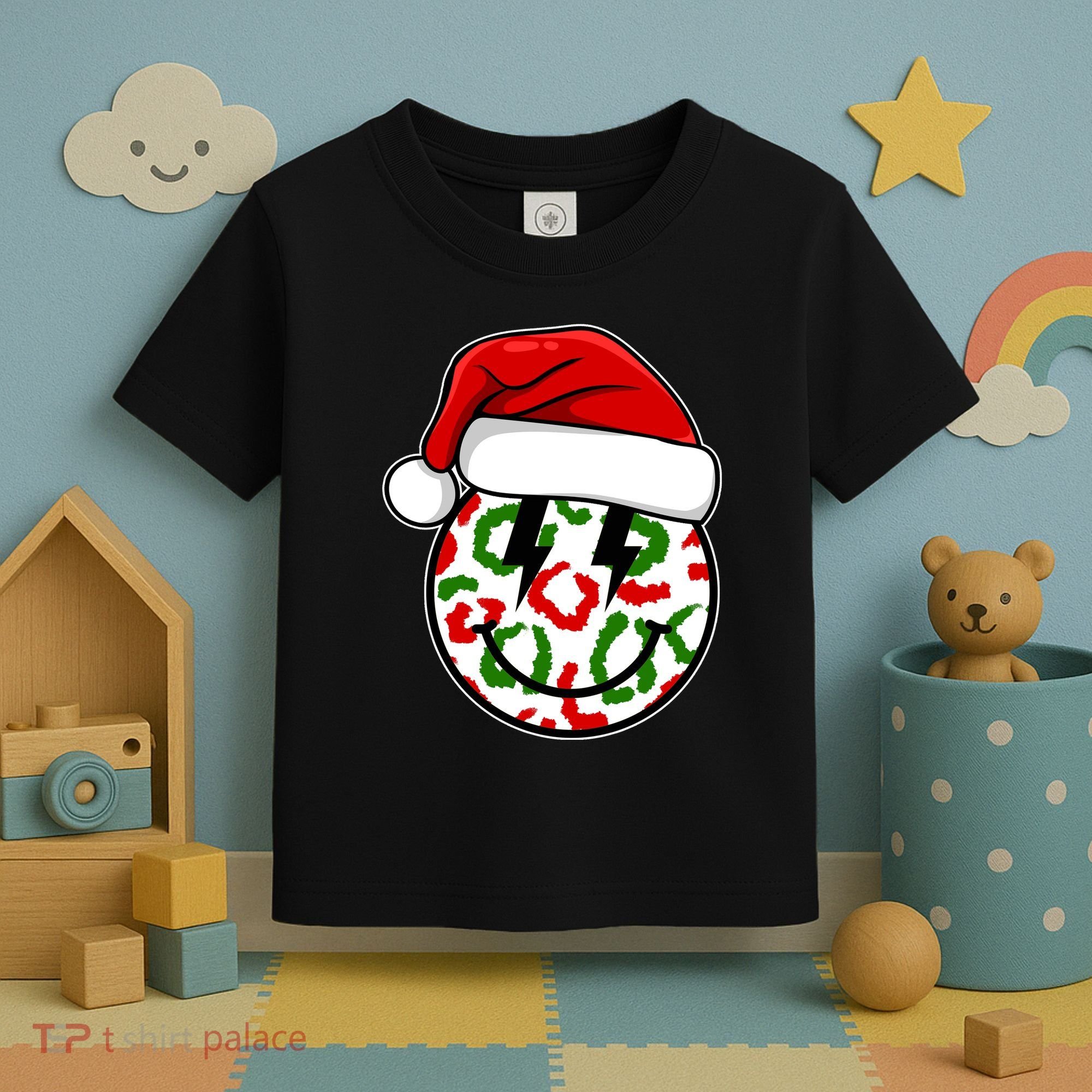 Smile Face Santa Christmas Retro Toddler T-Shirt