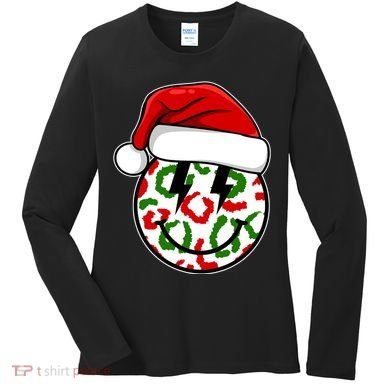Smile Face Santa Christmas Retro Women's Long Sleeve Shirt