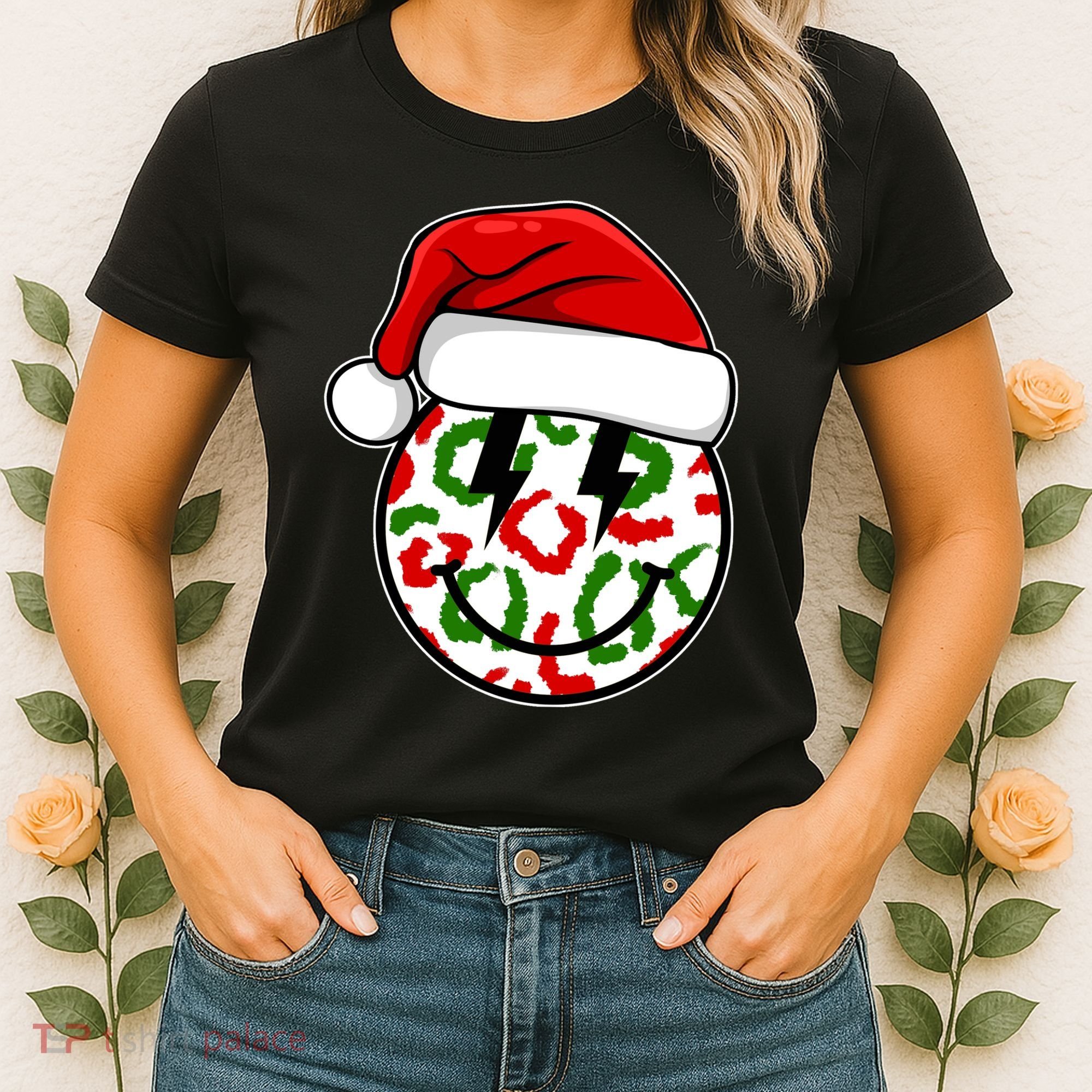 Smile Face Santa Christmas Retro Women's T-Shirt