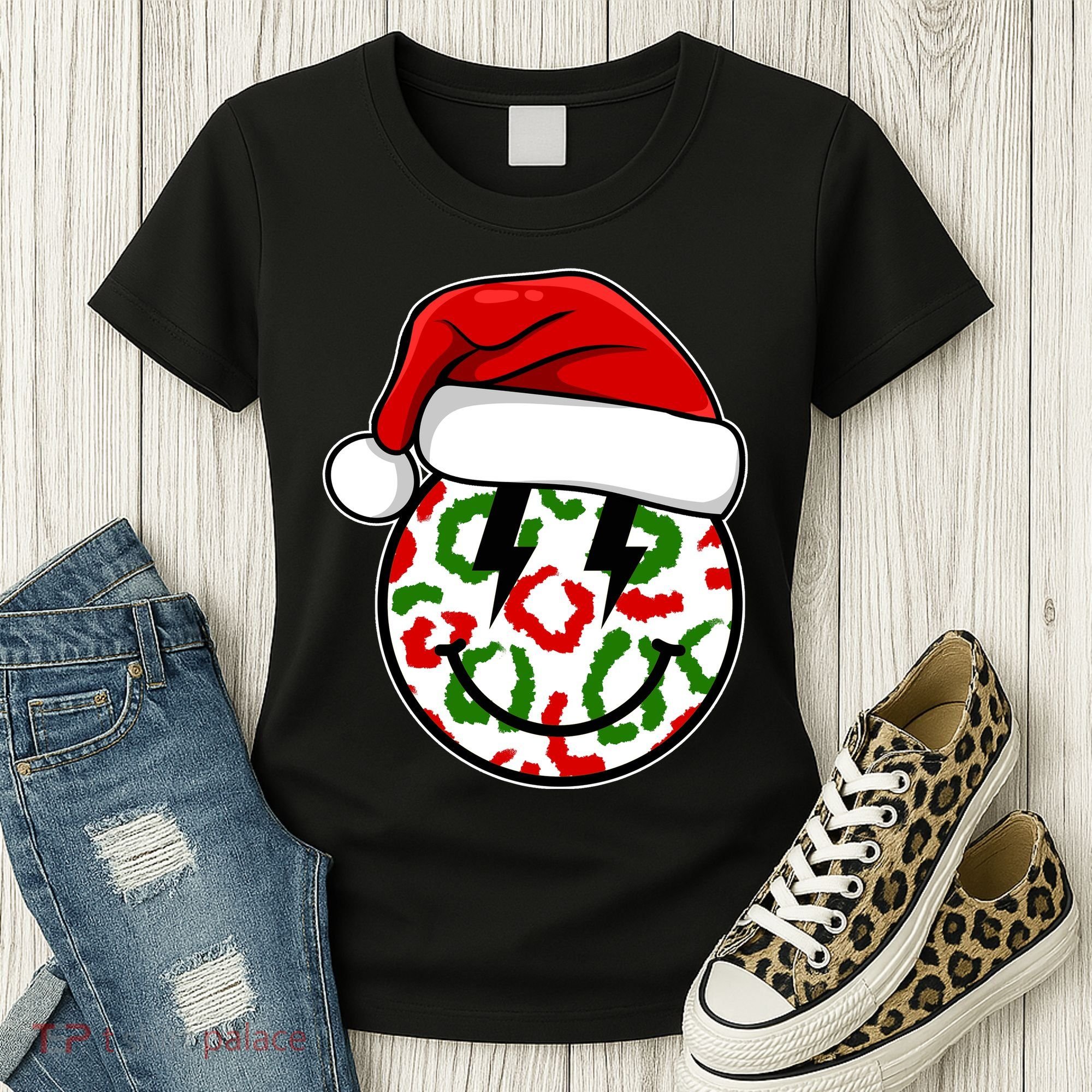 Smile Face Santa Christmas Retro Women's T-Shirt