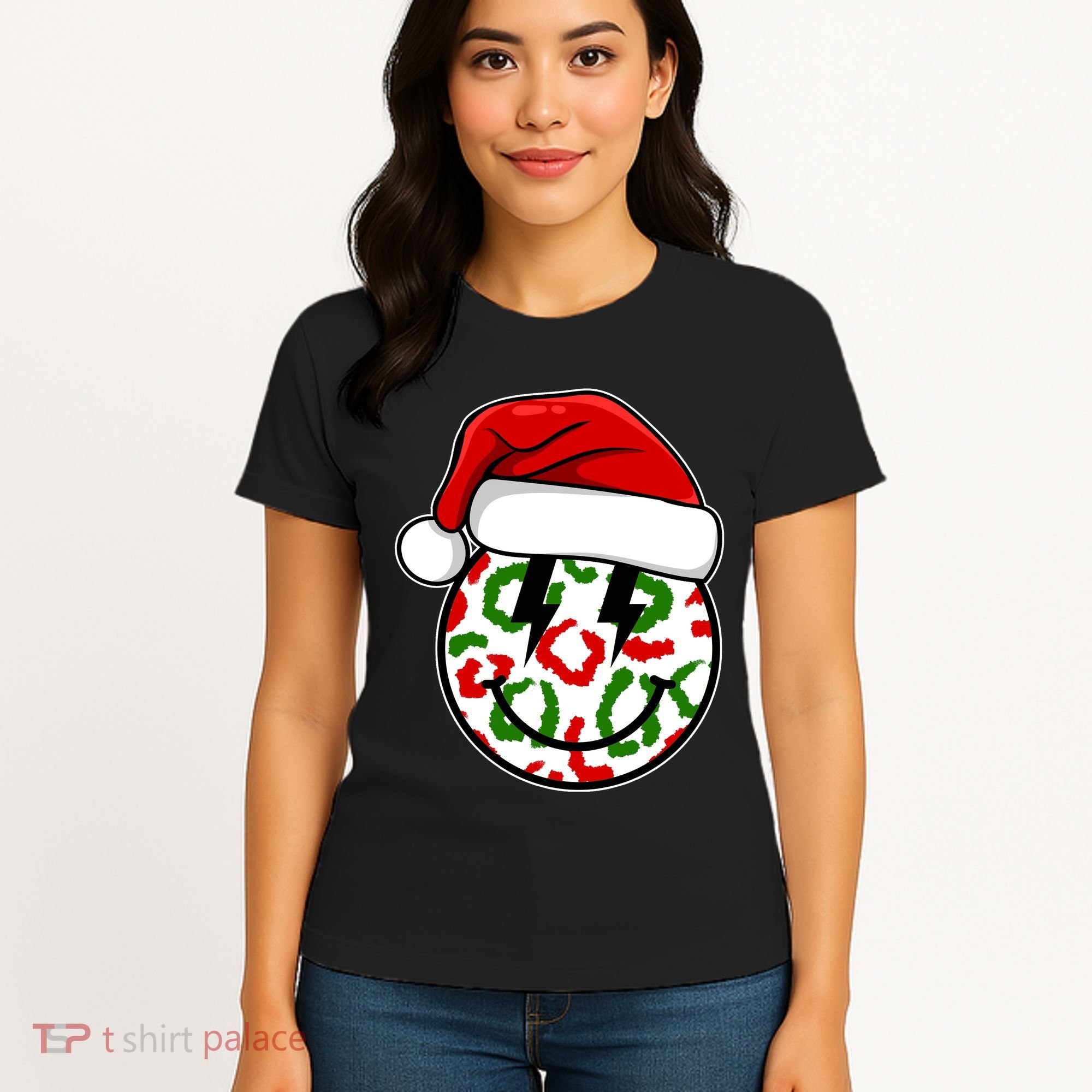 Smile Face Santa Christmas Retro Women's T-Shirt