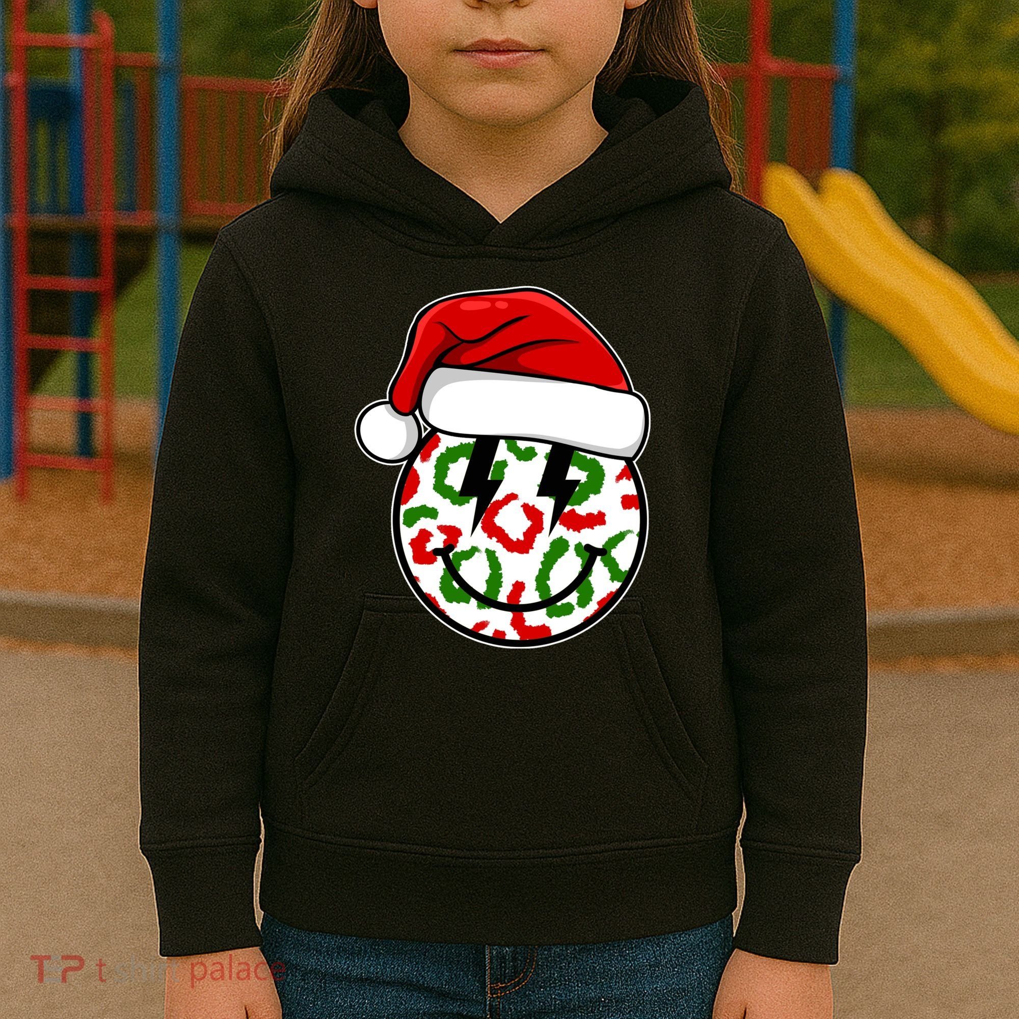 Smile Face Santa Christmas Retro Kids Hoodie