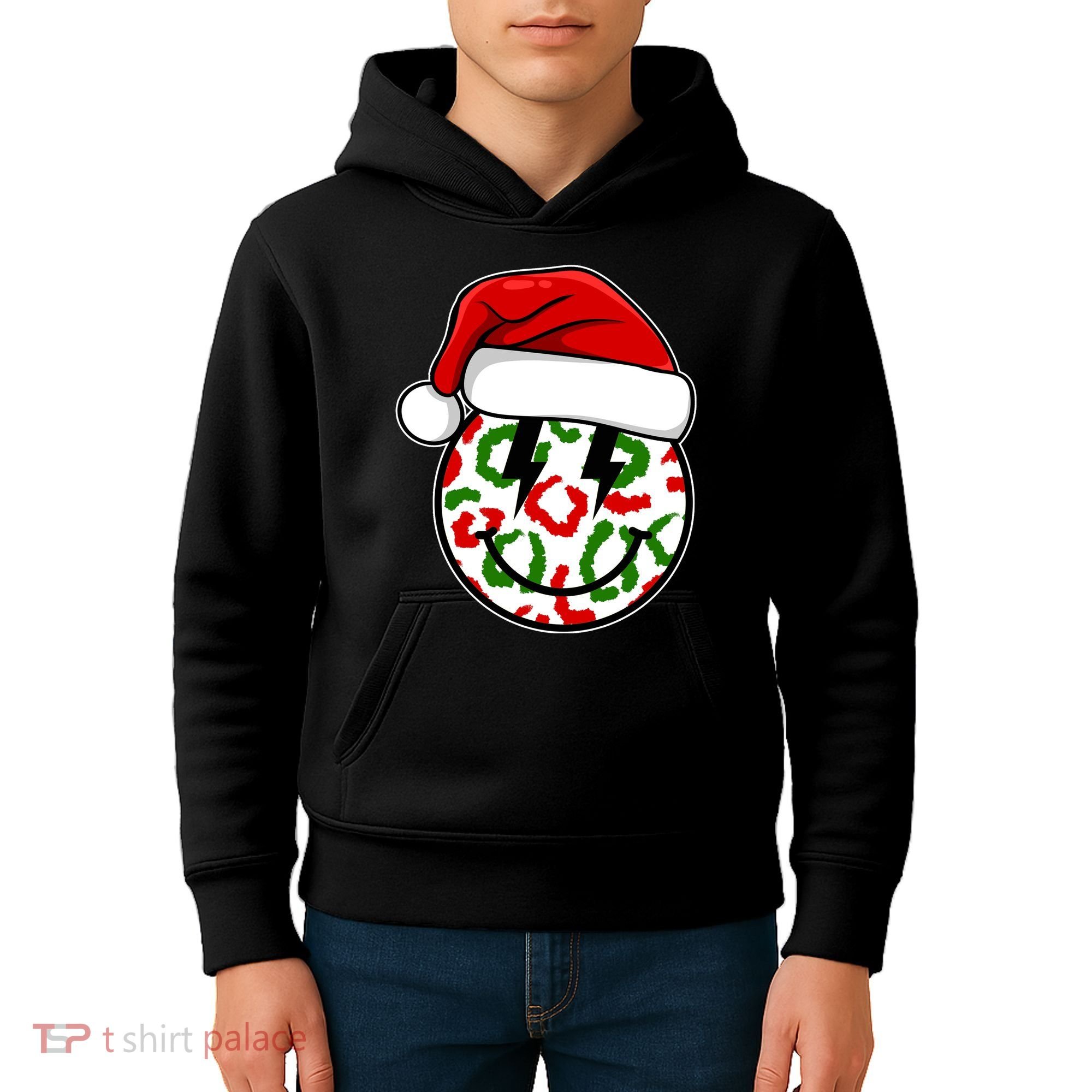 Smile Face Santa Christmas Retro Kids Hoodie