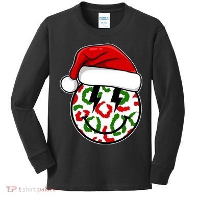 Smile Face Santa Christmas Retro Kids Long Sleeve Shirt