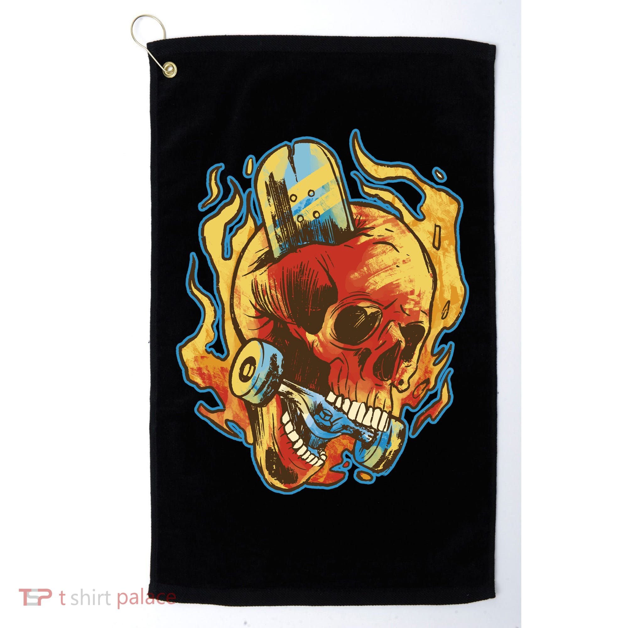 Skull Flame Skater Golf Towel