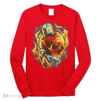 Skull Flame Skater Long Sleeve Shirt