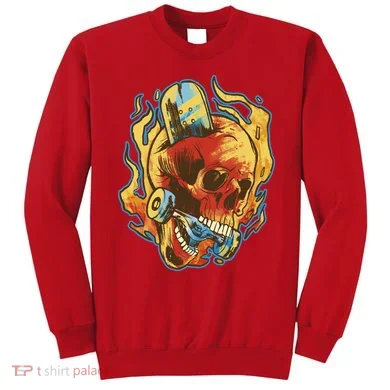 Skull Flame Skater Sweatshirt