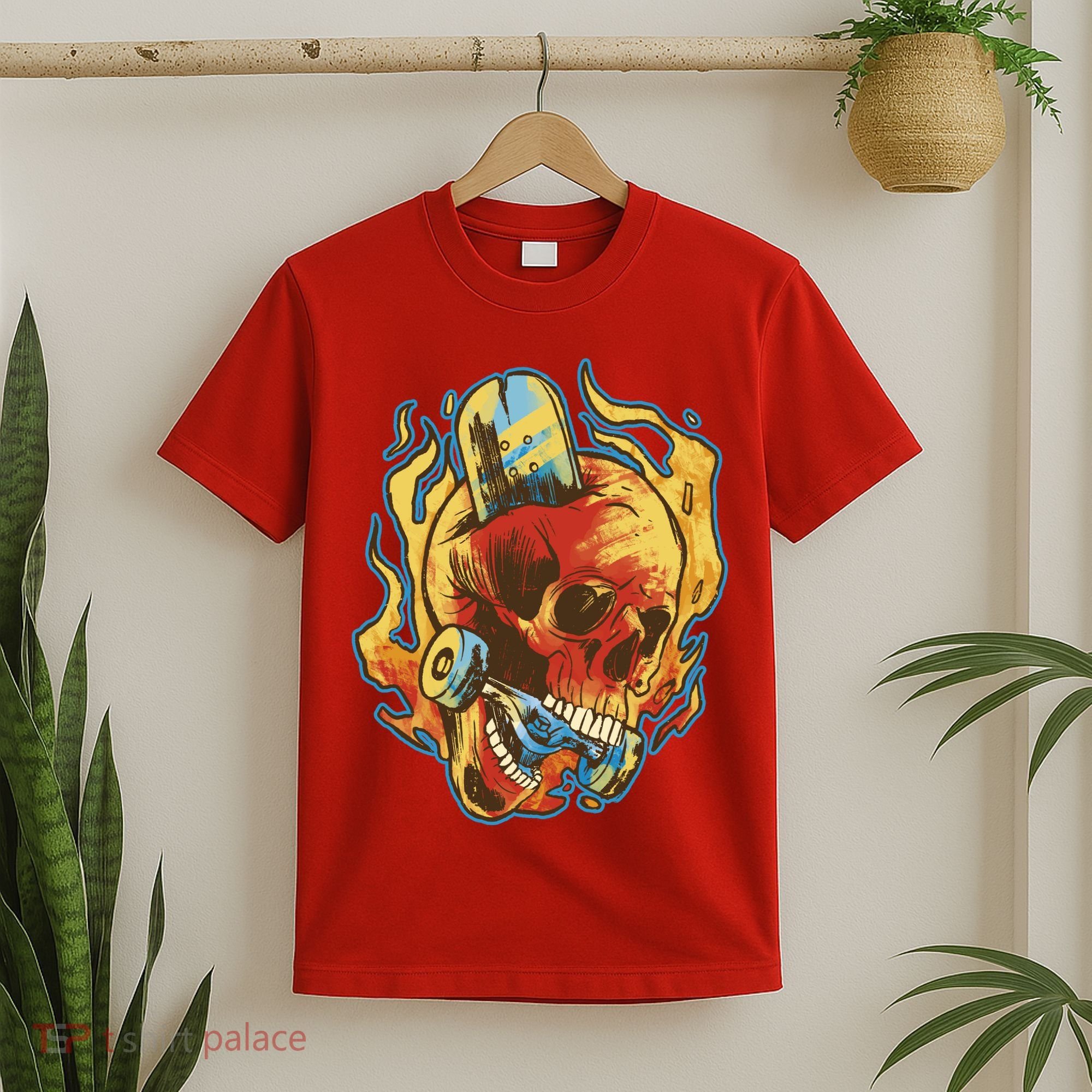 Skull Flame Skater T-Shirt