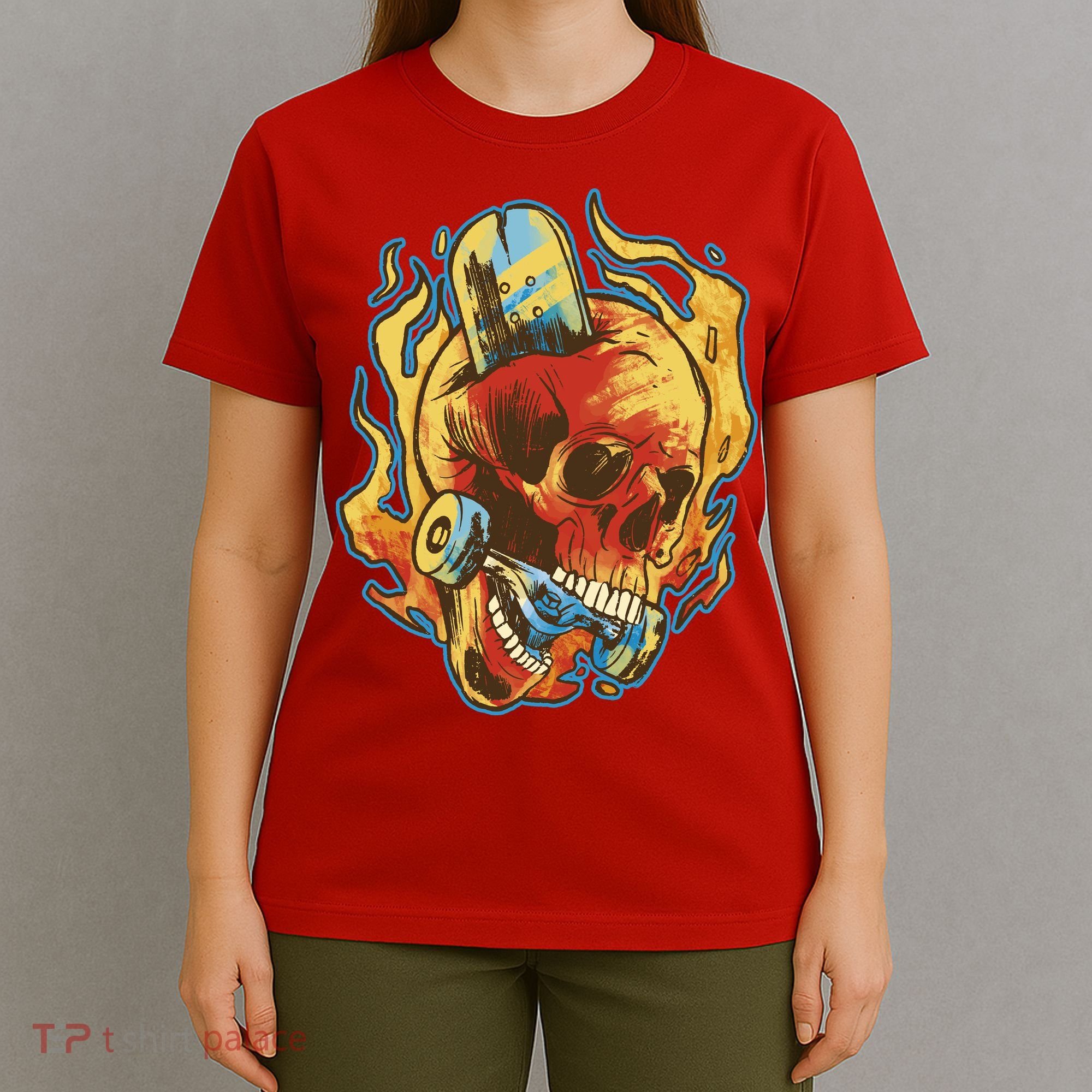Skull Flame Skater T-Shirt