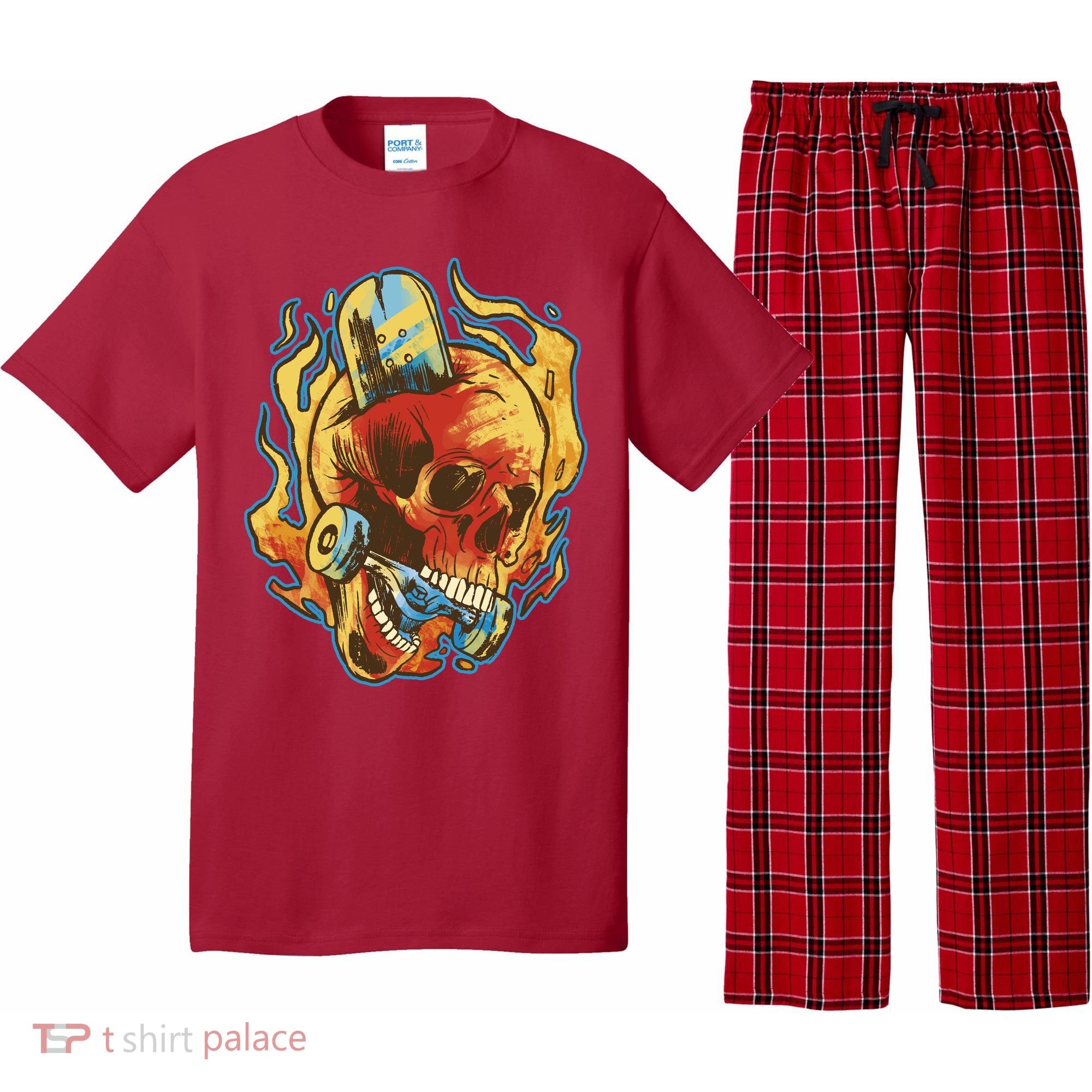 Skull Flame Skater Pajama Set