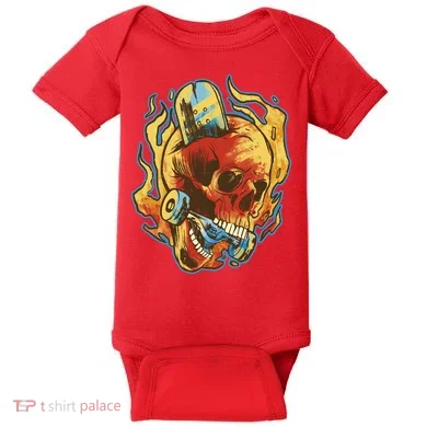 Skull Flame Skater Baby Bodysuit