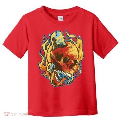 Skull Flame Skater Toddler T-Shirt