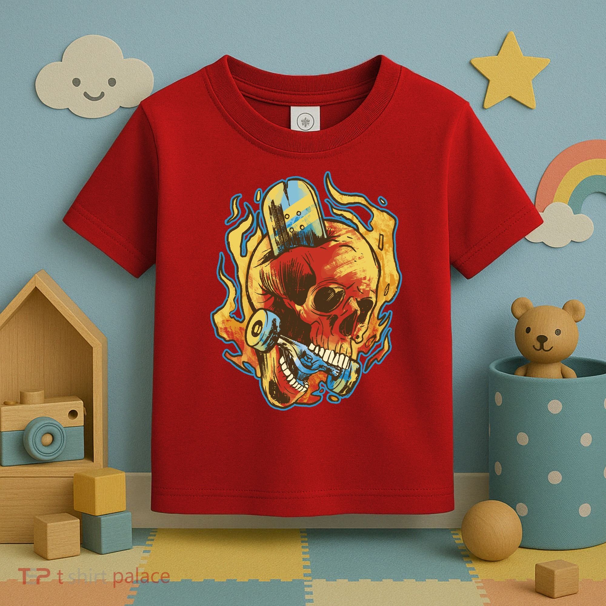 Skull Flame Skater Toddler T-Shirt