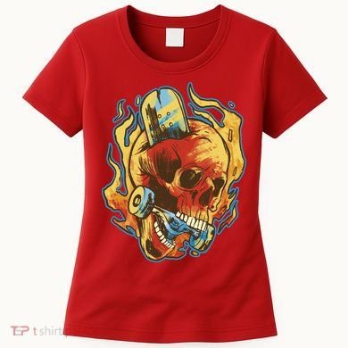 Skull Flame Skater Women's T-Shirt