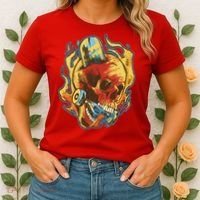 Skull Flame Skater Women's T-Shirt thumb 2