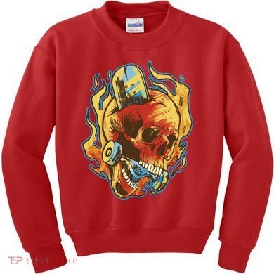 Skull Flame Skater Kids Sweatshirt