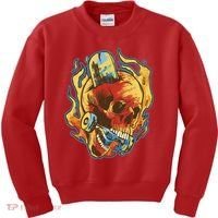 Skull Flame Skater Kids Sweatshirt thumb 0