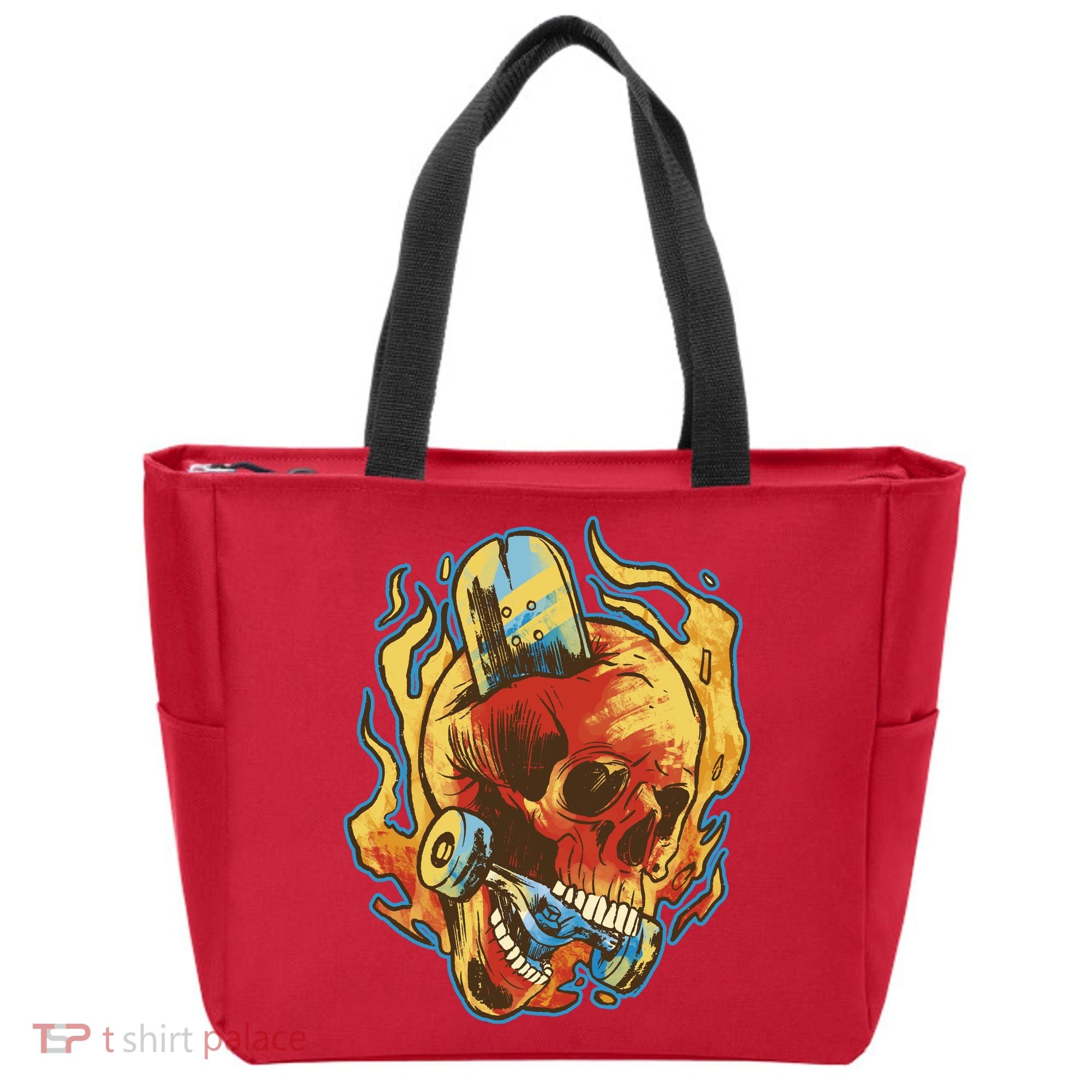 Skull Flame Skater Tote Bag