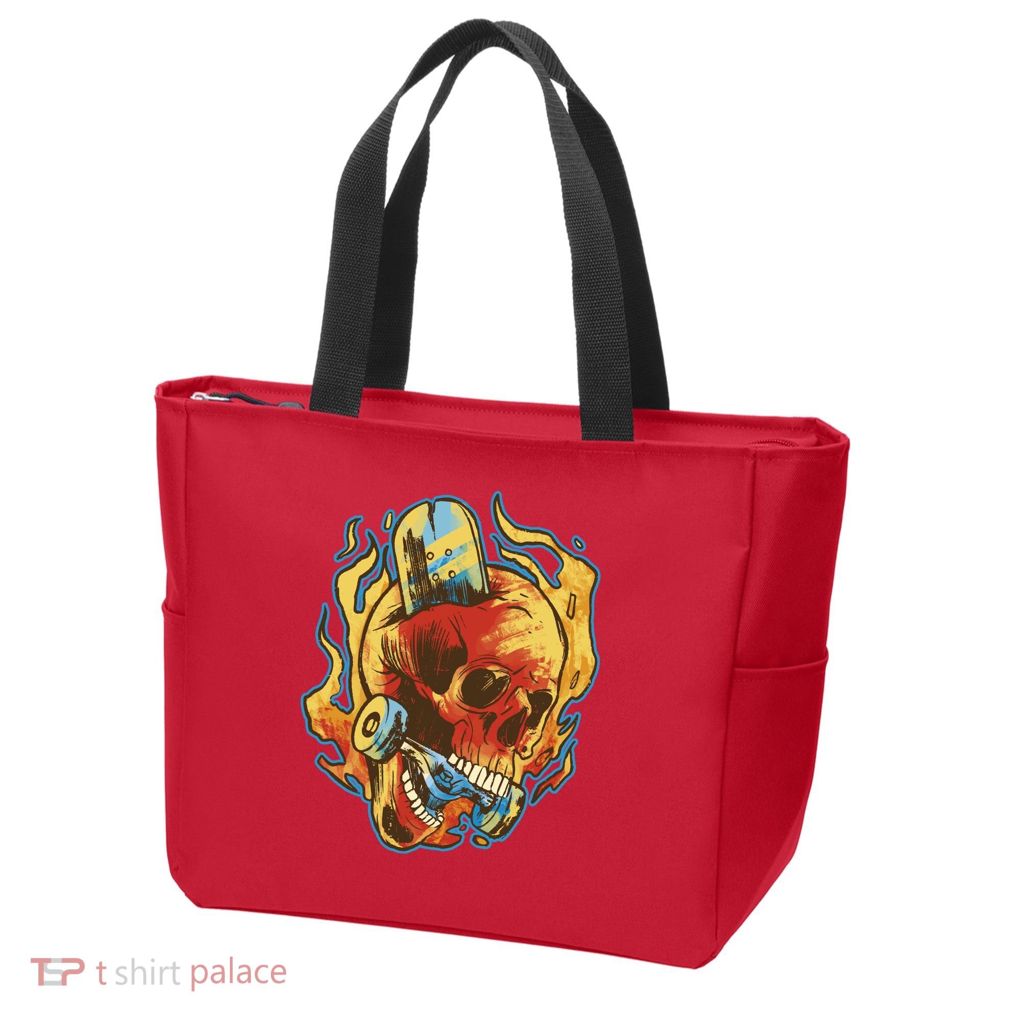 Skull Flame Skater Tote Bag