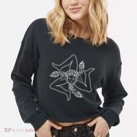 Sicilia Flag Sicily Palermo Italy Cropped Pullover Crew thumb 2