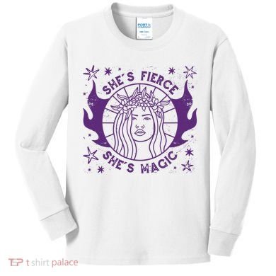 She's Fierce She's Magic Kids Long Sleeve Shirt