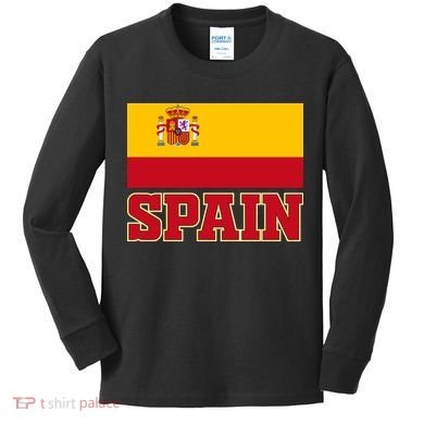 Spain Flag Spanish Soccer Fans Kids Long Sleeve Shirt