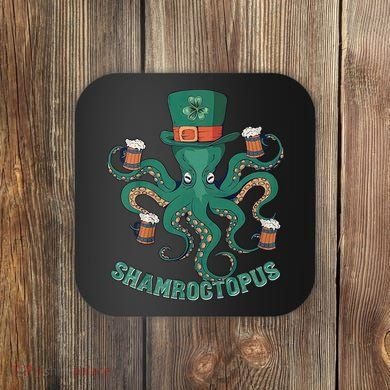 Shamroctopus Funny St Patrick's Day Octopus Drinking Team Coaster