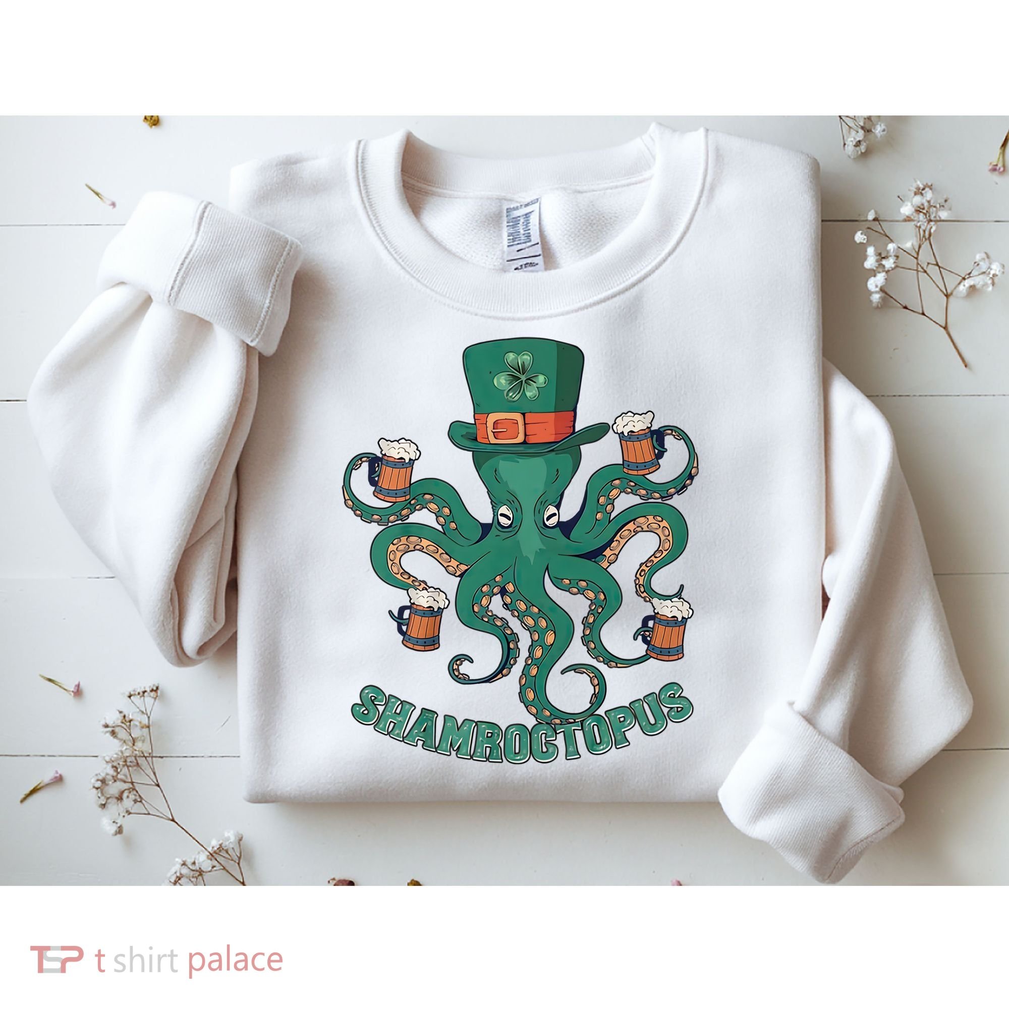 Shamroctopus Funny St Patrick's Day Octopus Drinking Team Sweatshirt