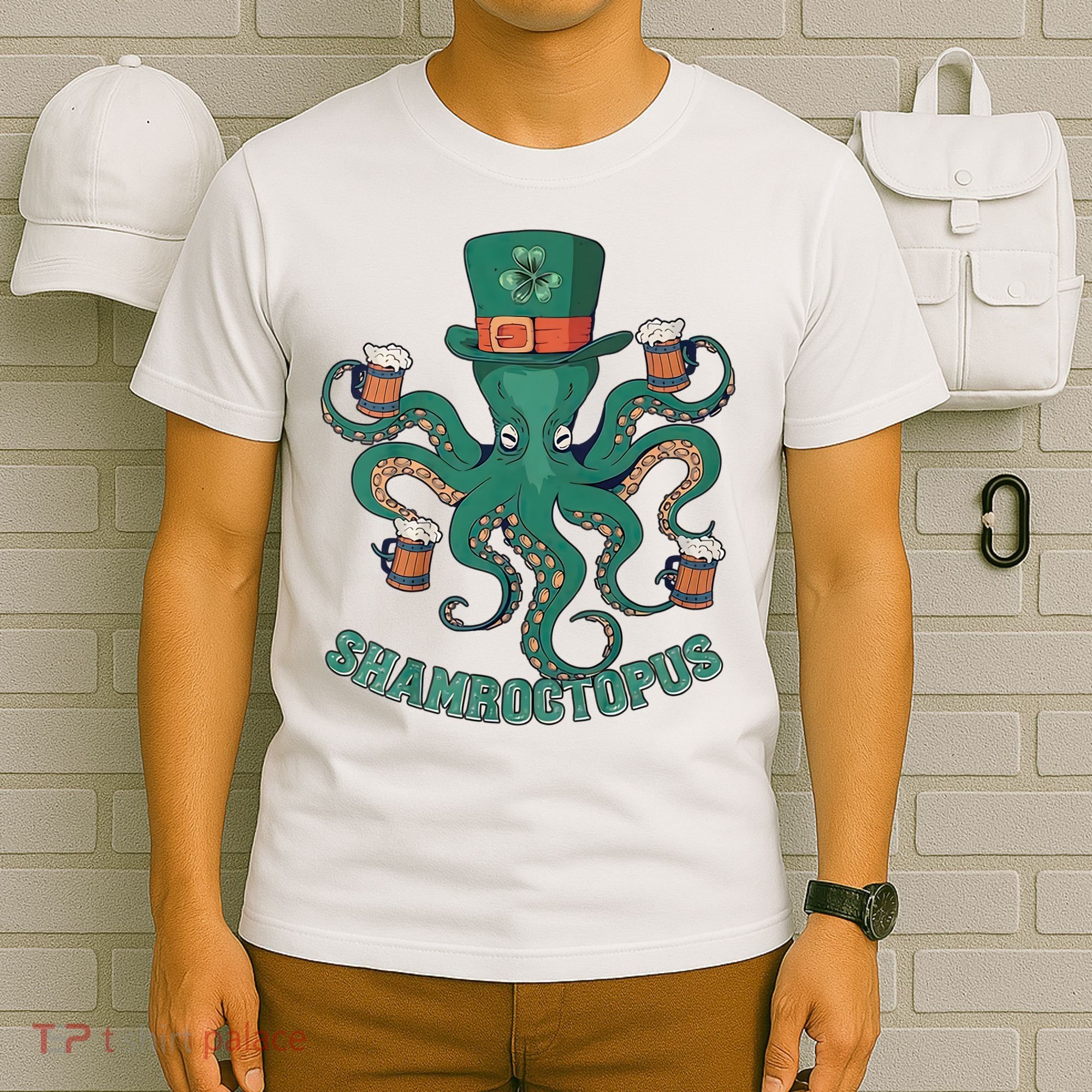 Shamroctopus Funny St Patrick's Day Octopus Drinking Team T-Shirt