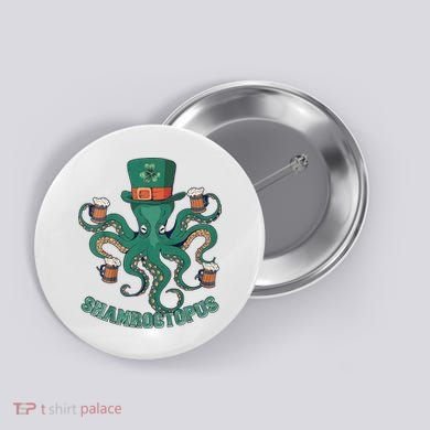 Shamroctopus Funny St Patrick's Day Octopus Drinking Team Button