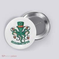 Shamroctopus Funny St Patrick's Day Octopus Drinking Team Button thumb 0