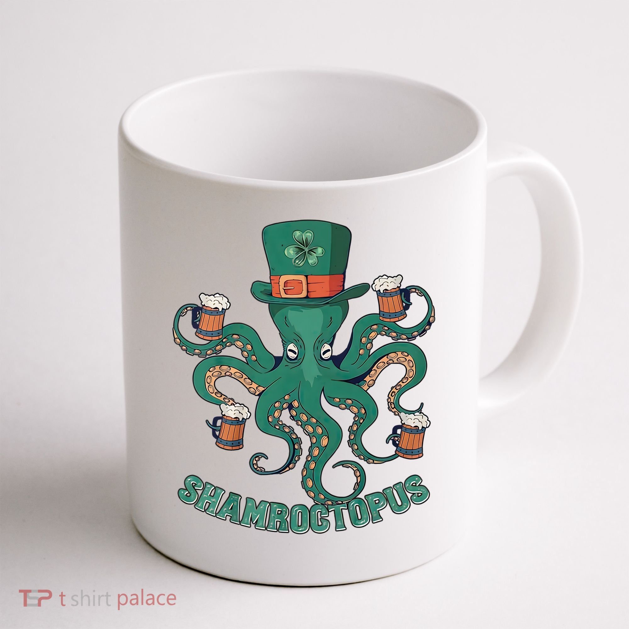 Shamroctopus Funny St Patrick's Day Octopus Drinking Team Coffee Mug