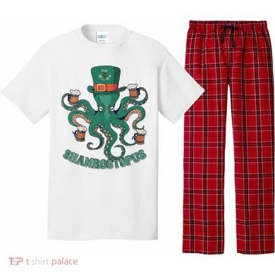 Shamroctopus Funny St Patrick's Day Octopus Drinking Team Pajama Set