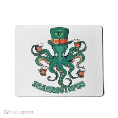 Shamroctopus Funny St Patrick's Day Octopus Drinking Team Mousepad
