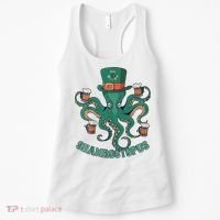 Shamroctopus Funny St Patrick's Day Octopus Drinking Team Women's Tank Top thumb 0
