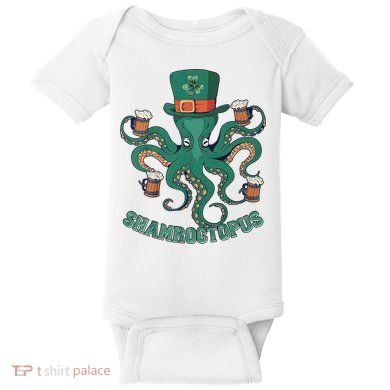Shamroctopus Funny St Patrick's Day Octopus Drinking Team Baby Bodysuit