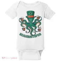 Shamroctopus Funny St Patrick's Day Octopus Drinking Team Baby Bodysuit thumb 0