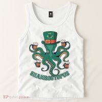 Shamroctopus Funny St Patrick's Day Octopus Drinking Team Tank Top thumb 2