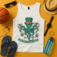 Shamroctopus Funny St Patrick's Day Octopus Drinking Team Tank Top thumb 4
