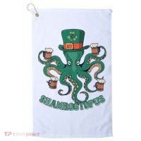Shamroctopus Funny St Patrick's Day Octopus Drinking Team Golf Towel thumb 0
