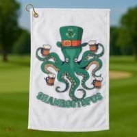 Shamroctopus Funny St Patrick's Day Octopus Drinking Team Golf Towel thumb 1