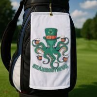 Shamroctopus Funny St Patrick's Day Octopus Drinking Team Golf Towel thumb 2