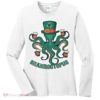 Shamroctopus Funny St Patrick's Day Octopus Drinking Team Women's Long Sleeve Shirt