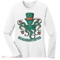 Shamroctopus Funny St Patrick's Day Octopus Drinking Team Women's Long Sleeve Shirt thumb 0