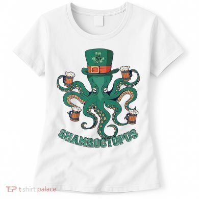 Shamroctopus Funny St Patrick's Day Octopus Drinking Team Women's T-Shirt