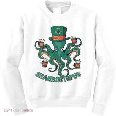 Shamroctopus Funny St Patrick's Day Octopus Drinking Team Kids Sweatshirt