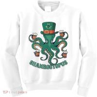 Shamroctopus Funny St Patrick's Day Octopus Drinking Team Kids Sweatshirt thumb 0