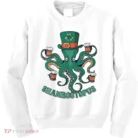 Shamroctopus Funny St Patrick's Day Octopus Drinking Team Kids Sweatshirt thumb 0
