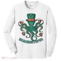 Shamroctopus Funny St Patrick's Day Octopus Drinking Team Kids Long Sleeve Shirt thumb 0